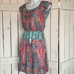 Sweet Storm Boho Print Mini Dress Sm